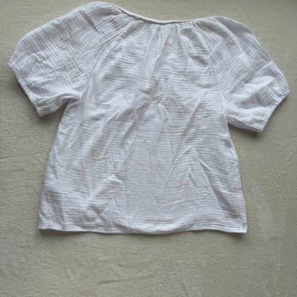 J.Crew White Gauze Puff Sleeve Peasant Blouse Cottagecore Top Size M - Picture 10 of 13